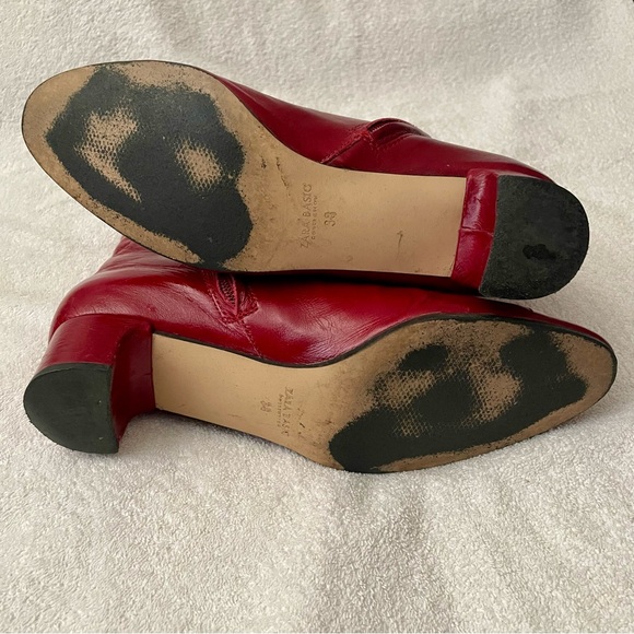 Zara Red Leather Ankle Booties - Picture 8 of 13